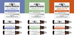 Images of aromatherapy rollers from Enchanted Apothecary. Designed by Fingers Duke.